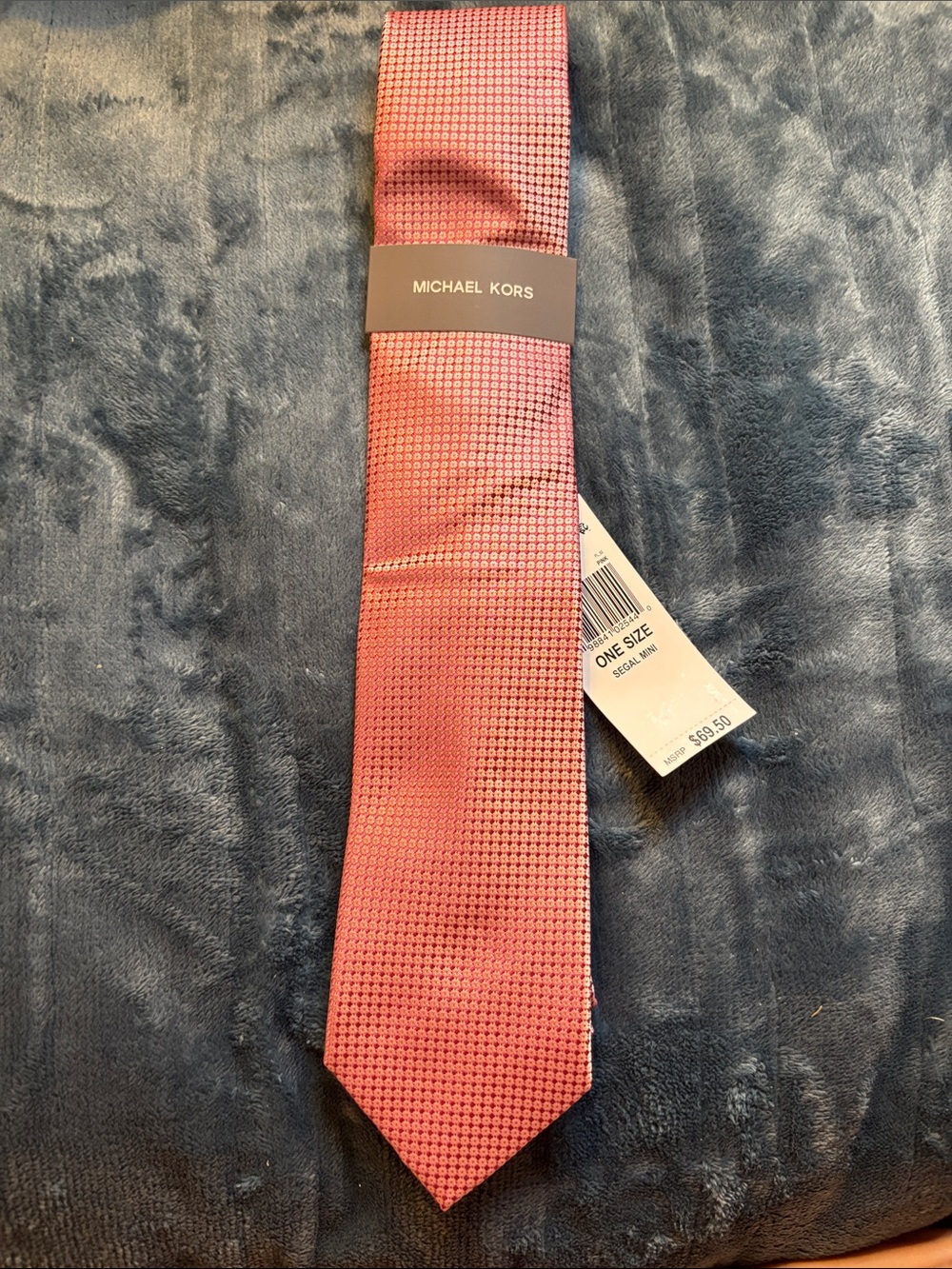 Michael Kors Men's Rose-Red Microcheck Silk Tie